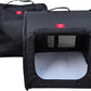 Fabric Portable Pet Kennel/Shelter, Single, Black 20"x20"x19.5" - Car Seat-Belt Fixture Included