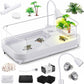 Large Turtle Tank Kit with Lamp and Filter, Acrylic Turtle Tank Starter Kit, Tank Aquarium with Heightened and Curved Fences, Bottom Drainage, Multi-Function Areas