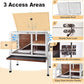 2-Story Guinea Pig Cage with Stand, Indoor Wooden Hamster Cage with Ramp, Pull-Out Tray, Hideout & Platform, Acrylic Transparent Small Animal Habitat for Chinchillas, Ferrets, Hedgehogs, Walnut
