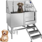 50" Pet Dog Bathing Station W/Ramp, Professional Stainless Steel Dog Grooming Tub W/Storage Drawer, Floor Grate, Faucet, Dog Bathtub for Large,Medium, Small Pets, Washing Sink for Home