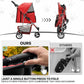 MoNiBloom 3 Wheels Pet Stroller, Foldable Puppy Cage Jogger Stroller with Weather Cover for All-Season, Storage Basket and Cup Holder, Breathable and Visible Mesh for Small/Medium Pets, Red