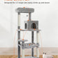 Cat Tree for Large Cats Adult with Metal Plush Big Hammock, 56.3" Cat Tower with 2 Door Condo House, 6-Tier Cat Shelves with Scratching Posts and Large Top Perch, Gray