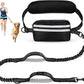 Hands Free Dog Leash, Adjustable Waist Belt with Double Padded Handles, Retractable Bungee for Medium & Large Dogs, Waist Leash for Dog Walking, Running, No Pull, Black
