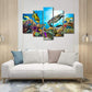 Xlarge 5 Piece Underwater World Canvas Wall Art Painting Sea Turtles Tropical Fish Swim on Coral Reef in the Sea Ocean Picture Prints Kids Room Wall Decor Stretched and Framed Ready to Hang 40x60inch