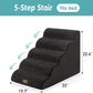 Extra Wide Dog Stairs 19.7" Width, Large Pet Step for Small Medium Dog, Puppy or Cat, Ramp for High Bed or Car, High Density Foam Ladder, Stable, 5 Step, 19.7x33x22.4 inch, Black