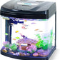 4 Gallon Glass Aquarium Starter Kit with Flip-Top Feeding Port for Betta Fish: Crystal Clear 360° Viewing, Eco-Cycle Filtration, Air Pump, and LED Lighting