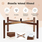 SPUNKYJUNKY Ceramic Elevated Dog Bowl Set with Acacia Wood Stand for Food and Water for Large Dog (60.87 OZ, White and Reddish Brown)