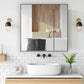 30x30 Inch Black Bathroom Mirror for Wall, Aluminum Frame Rectangle Rectangular Vanity Mirror, Modern Large for Bedroom, Living Room, Horizontal or Vertical