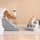 EHEYCIGA Curved Dog Stairs Ramp for Small Dogs 15.7" H, 3-Step Dog Steps for Couch Sofa and Chair, Pet Stairs for Cats, Non-Slip Balanced Pet Steps Indoor, Light Grey