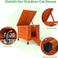 Coziwow Rabbit Hutch, Outdoor Cat House Weatherproof, Bunny Cage Indoor with Openable, Portable Small Animals Shelters with Nonslip Ramp for Hideout Rabbits/Feral Cats/Chicken/Small Animals-Orange