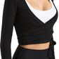 Women Tie Front Shrug Long Sleeve Bolero Cardigan Lightweight Casual Tops