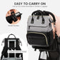 LOVEVOOK Diaper Bag Backpack, Baby Bag with Changing Station, Large Diaper Backpack for Mom Dads, Waterproof Leather Mommy Bag for Boy and Girl, Travel Essential Baby Shower, Black-Grey