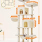 Taoqimiao Cat Tree, 71.7-Inch Cat Tower for Indoor Cats, Plush Multi-Level Cat Condo with 13 Scratching Posts, 2 Perches, 2 Caves, Hammock, 2 Pompoms,Beige MS013LM