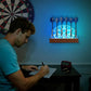 Light Up Dart Stand Wall Mount, Acrylic Wooden LED Dart Holder with Multiple Color Modes with Remote Control Holds 6 Darts, Xmas Birthday Gifts for Darts Enthusiasts