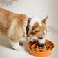 LE TAUCI Ceramic Puzzle Feeder Bowl Raised 1.5 Cup with Wood Stand for Small Medium Dog & Puppy, Fast Eating Food Dish,Pumpkin Orange