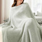 Snuggle Sac Heather Sage Green Throw Blanket for Couch, Reversible Super Soft Knitted Blankets Warm Cozy Fuzzy Throws for Sofa, Bed, Camping, Sage Green, 50x60 inches