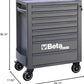Beta RSC24 Heavy Duty Rolling Tool Cabinet, 8 Drawers, Grey, Ball Bearing Slides, Rubber Mat Liners, 5" Casters, Anti-Fall Edge Worktop, 1760 lbs Load Capacity, Made in Italy