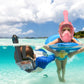 QingSong Kids Snorkel Mask Full Face, Snorkeling Set with Camera Mount, Foldable 180 Degree Panoramic View Snorkeling Gear Anti-Fog Anti-Leak