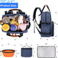 Modoker Dog Travel Bag - Airline Approved Backpack for Pet Accessories Organizer, Tote Weekend Bag with 2 Dog Food Containers, 2 Collapsible Bowls, 1 Pet Mat, Blue