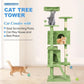 FDW Cat Tree 70in Cat Tower Multi-Level Durable Cat Scratching Post & Cozy Fun Cat Jumping Platform Space Saving Cat Condo Pet Play House for Indoor Cats,Green