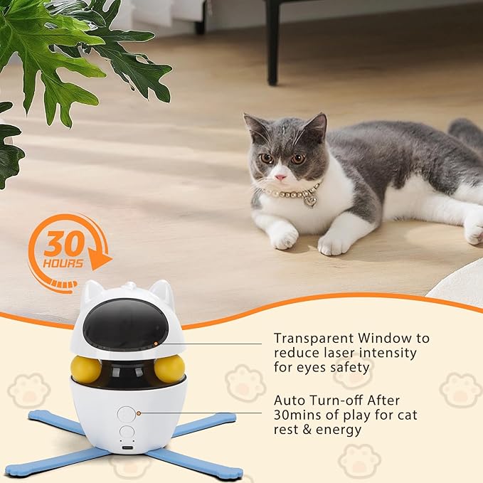 Nobleza 3-in-1 Cat Laser Toy with Feather Trackball, Rechargeable Pet Interactive Pointer Red Light Game, 3 Modes Random Trajectory Motion Activated Boredom Buster for Cat Self Play Home Indoor