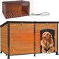 GUTINNEEN Heated Dog House Outdoor 59.1" Extra Large Dog Kennel with Metal Frame Insulated Dog Crate Cage for Large Dogs Outside with Heater and Insulated Liner, Brown