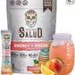 Salud 2-in-1 Energy Drink Powder + Focus, Peach Lemonade, Organic Caffeine, B6 + B12, Theanine, Clean Energy Drink Packets, Agua Fresca Mix, Non-GMO, Gluten Free, Vegan, 1g of Sugar, (15 Servings)