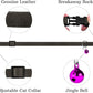 Breakaway Cat Collar Leather with Removable Bell - 13 Colors Available - Soft Adjustable Girl Boy Safety Lightweight Pet Kitten Collars Pink Brown Blue Green Red Orange Black (Graphite)