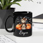 Personalized Ocicat with Pumpkins Halloween Ceramic Cups, Ocicat Wearing Witch Hat Coffee Mug 11oz 15oz, Customized Cat Black Mug with Pet's Name, Halloween Cup Gift for Cat Dad Mom Pet Lover