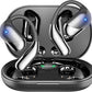 Open Ear Clip Wireless Earbuds Bone Conduction Headphones, Bluetooth 5.4, Open Ear Design for Running Fitness,office，Built-in Mic, IPX7 Waterproof, LED Display Charging Case,Ear Hooks Ear Buds
