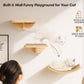 Cat Window Perches, Curved Cat Wall Sisal Mat Bed and 2 Floating Wall Steps, Wall Mounted Climbing Shelves for Sleeping, Playing, and Lounging