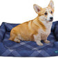 Orthopedic Bolster Dog Bed – CertiPUR-US Foam, Recycled Polyester Canvas, Washable Cover, Anti-Slip Bottom, Large, Navy Plaid – Stylish Designer Dog Sofa