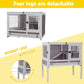 Aivituvin 2-Story Rabbit Hutch with Anti-Chew Ramp & Zinc Sheet - 36.6" Indoor Guinea Pig Cage, Wooden Stand, Pull-Out Tray & Leakproof Floor (Grey)