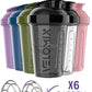 '-6 PACK- Shaker Cups for Protein Shakes 20 oz - 6x Wire Whisk | Leak Proof Protein Shaker Bottle for Protein Shakes, Shaker Bottle Pack for Pre & Post Workout, Shaker Cup (Muted Contrast)