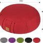 Round Zafu Meditation Cushion, D=15" H=5.5" Zabuton Meditation Pillow, Yoga Bolster/Pillow, Floor seat, Zippered Organic Cotton Cover, Natural Buckwheat, Kneeling Pillow