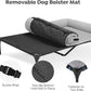 Veehoo Cooling Elevated Dog Bed with Fluffy Plush Bolster Cushion, Indoor Raised Dog Beds for Large Dogs, Soft Pet Sofa Cot with Removable Washable Mat, No-Slip Feet, 49 x 33 inches, Grey