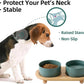 Ceramic Elevated Dog Bowls, Food and Water Bowls for Dogs, Puppy, Raised Dog Dish, Pet Feeder(6inch, 2 x Dark Green + Stand)