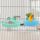 Wontee Bird Bath Box with Mirror Portable Parrot Hanging Bathroom Bathing Tub for Small Birds Cleaning Supplies (Blue(B)+Green)
