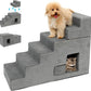 Dog Stairs for Small Dogs 27”H, 6-Step Dog Steps for High Bed, High-Density Foam Pet Stairs with Non-Slip Removable Washable Cover to Get on Bed(Grey)