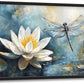 Extra Large Lotus Dragonfly Framed Wall Art for Living Room,Abstract Blue Lotus Flower Lake Pictures Wall Decor,Nature Canvas Print Painting Modern Artwork Bedroom Office Bathroom 36L" x 24W"