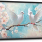 Large White Dove Flower Wall Art for Living Room, Framed Oversized Pigeon Cherry Blossom Wall Decor Nature Canvas Painting Modern Artwork for Living Room Bathroom Bedroom Office Dining Room 36"x24"