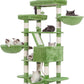 Heybly Cat Tree, 68 inch Multi-Level Cat Tower for Indoor Cats, 2 Widened Plush Perches Cat Condo with Scratching Board and Big Caves, Green HCT025GR