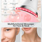 Red Light Therapy for Face and Neck, 7 Color Facial Massager with Adjustable Vibration and Thermals for Wrinkles, Double Chin, Portable Skin Care Tool with Base, White