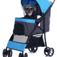 Sunny Sonny Foldable Jogger Pet Stroller with Weather Cover Storage Basket Pet Travel Carrier for S/M Dogs Cats up to 33lbs (Blue)