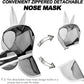 Luminous Horse Fly Mask with Long Nose, Ears, Full Face & Eye Protection - Full Mesh, Detachable Nose Cover, Fleece Padded Edging, Hook-and-Loop Straps with Webbing, Hanging Straps Grey