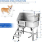 Dog Bath Tub 34'' Small Dogs, Pet Grooming Bahtub Home Washing Station for Small Pets Stainless Steel with Sliding Doors, Left Steps