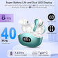 Wireless Earbuds, 2025 Bluetooth Headphones 5.3 HiFi Stereo Ear buds with ENC Noise Cancelling Mics, 40H Bluetooth Earbuds with Dual LED Display Charging Case, IP7 Waterproof Earphones for Android iOS
