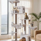 Taoqimiao 71 Inches Cat Tree for Indoor Cats Large Adult, Multi-Level Tall Cat Tower, 2 Cat Condo with 6 Scratching Posts, Super Large Hammcock, Cat Toys, Cozy Basket, Light Gray, MS037W