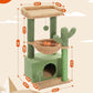 PEQULTI 4-in-1 Cactus Cat Tree, 33'' Cat Tower for Indoor Cats with Large Condo, Cat Scratching Post for Cats with Deep Hammock& Cozy Top Perch,Green