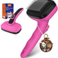 Dog Brush for Shedding & Grooming, Self Cleaning Slicker with Retractable Pins for Short & Long Haired Dogs & Cats. Removes Loose Fur, Undercoat, Mats & Tangles. Fits Large, Small Pet. Pink